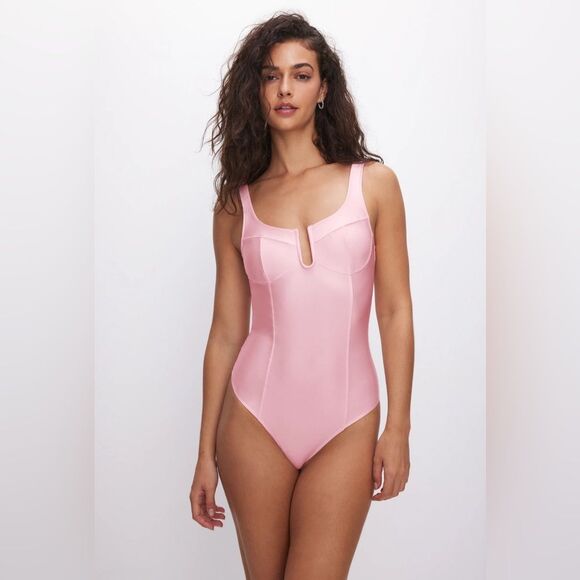 NWT Good American Satin U Corset Bubble Pink Size 1 S/M MSRP $109 REVOLVE - Picture 1 of 5
